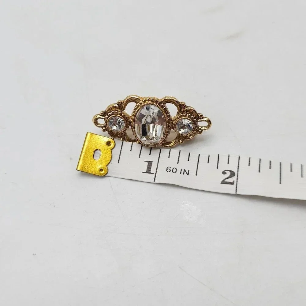 Vintage 1928 Collection Gold Tone Clear Rhinestone Brooch Pin Victorian Revival